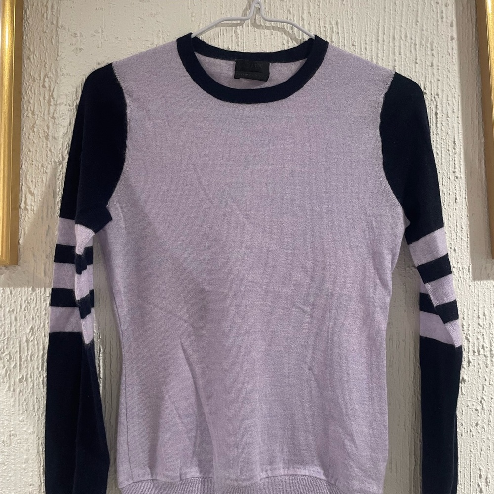 CASHMERE J. Crew Lavender and Navy Blue Sweater